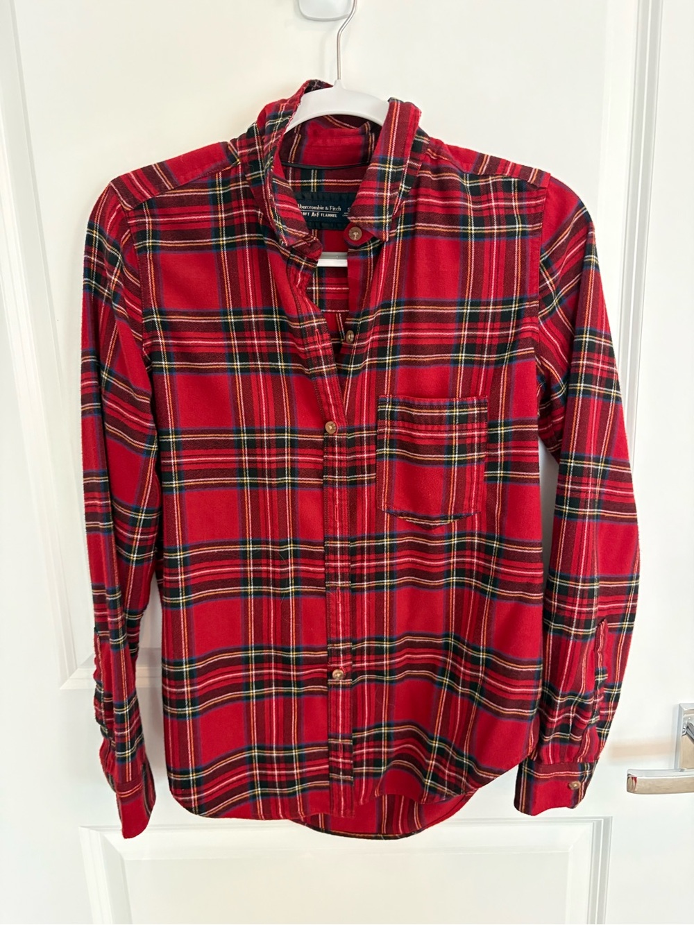 Women’s Red Plaid Abercrombie Button-Up Shirt flannel